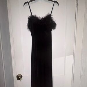 Feathery velvet dress